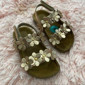Gold Floral Double Strap Sandals